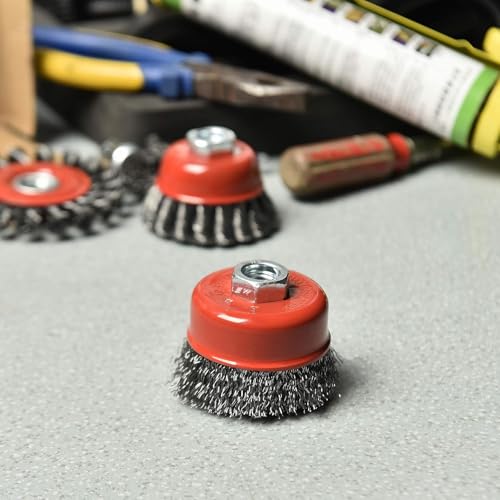 AAIN 60pcs Wire Wheel Brush Set, 3Inch Crimped Cup Brush for Angle Grinder - size: 60 pack, style: 3 Inch Crimped Wire Brush