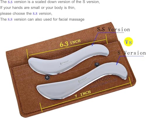 BYYDDIY 6.3 inch Non-Magnetic 304Stainless Steel Gua Sha Tool & Muscle Scraper Tool & Gua Sha Facial Tools (S.S) - style: Style: S.S