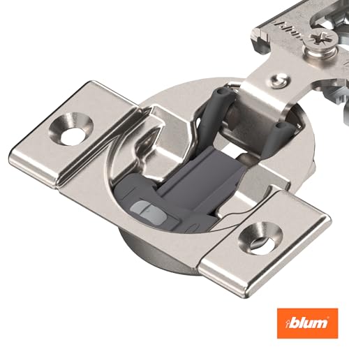 Blum Compact BLUMOTION Hinge (2 Kits), 1/2" Overlay, 105° Opening Angle, Steel, Integrated Soft-Close Hinges for Face Frame Cabinets - size: 2 KITS, style: With Screws