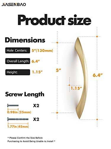 Brushed Gold Cabinet Pulls 5 Inch Arch Twisted Brass Handles Drawer Kitchen Cupboard Bathroom Dresser Cabinet Hardware Zinc Alloy 10 Pack - color: Brushed Gold, size: 5 Inch Hole Centers
