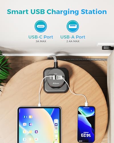 Charging Station Tower, 10Ft Power Strips with Surge Protection, Flat Plug - color: Black, size: 10 FT