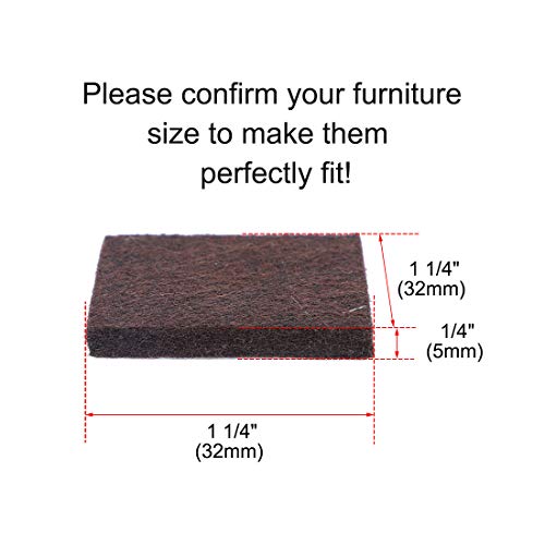 uxcell 32pcs Furniture Pads Square 1 1/4" Self-stick Anti-scratch Felt Pads Reduce Noise for Chair Feet Floor Protector Brown