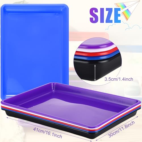Maitys 15 Pack Plastic Art Trays 12 x 16 Inch Sensory Trays, Mixed Color - color: Mixed Color
