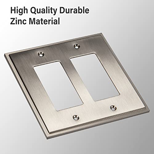 Henne Bery Soft Modern Decorative Wall Plate Switch Plate Outlet Cover (Double Decorator, Satin Nickel) - style: Double Decorator
