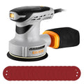 Random Orbital Sander: DEKOPRO 5" Corded 3.0 Amps Electric Sander with Dust Box, 6 Various Speeds Adjustable Palm Sander with Dust Box, 16Pcs Sandpapers for Woodworking & Sanding-Yellow