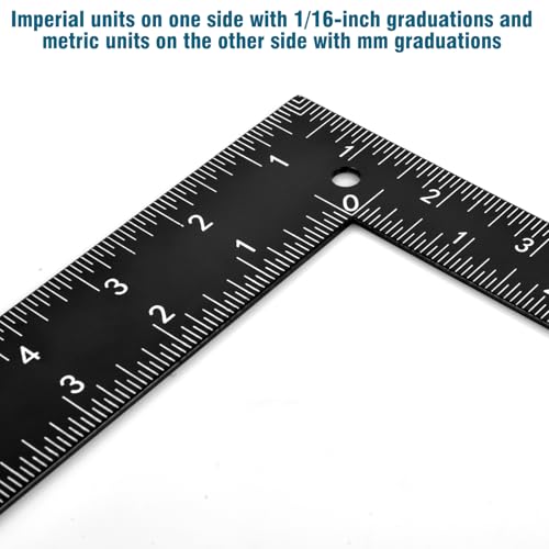 Professional 8x12 Inch Carpenter Square - Heavy-Duty Carbon Steel Framing Tool with Dual-Scale (Imperial/Metric), Rust-Resistant Right Angle Ruler for Carpentry, Roofing & Layouts - color: Black