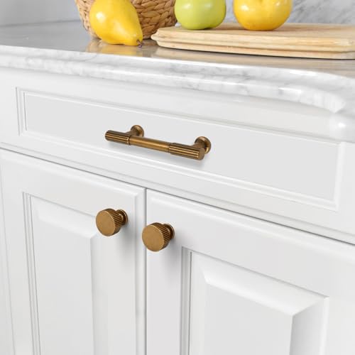 Asidrama 10 Pack 3 inch Antique Brass Kitchen Cabinet Handles - color: Antique Brass, size: 3" Hole Center