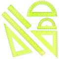 Plastic Clear Ruler Math Set - 6'' 12'' Transparent Straight Ruler, 4'' 6'' Protractor, 30/60 & 45/90 Triangle Ruler, Geometry Math Measuring Tool for School Home Office Drawing Teachers Kids Yellow - color: Yellow