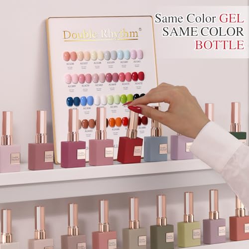 Double Rhythm 28Pcs 0.5Oz Gel Nail Polish Set Same Color Same Bottle Gel Polish Kit Nail Art Manicure Salon DIY at Home for Women (White Pink Collection-T24-2) - color: Burgundy Blue Green