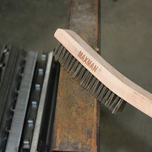 MAXMAN Wire Brush, 14" Stainless Steel Bristle, Heavy Duty Rust Remover - style: 1 Stainless Steel Brush