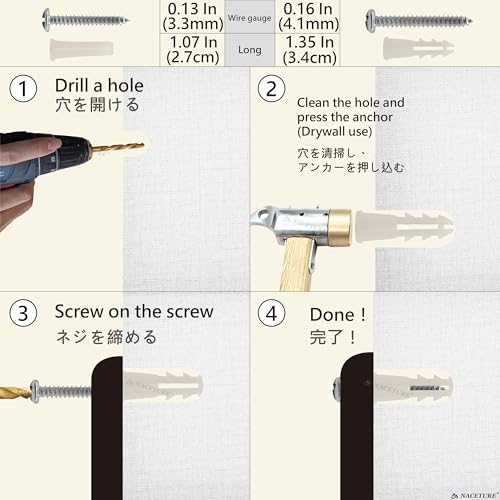 521 Pcs Picture Hanging Kit Including Drywall Anchors and Screws, Wire Hanging Nails and Screws Assortment Kit for Wall Art Hanging Kit, Picture Hangers, Cup Hooks, Push Pins - style: 521 Pcs Picture Hanging Kit