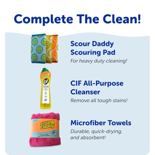 Scrub Daddy BBQ Daddy Grill Cleaner Kit - Bristle Free Grill Brush with Refill + 2 Steel Scour Daddy Grill Sponges - Built-in Grill Scraper - Temperature Controlled Grill Cleaning Tools (4 Count) - style: BBQ Daddy + Refill + Scour Daddy Steel 2ct Bundle