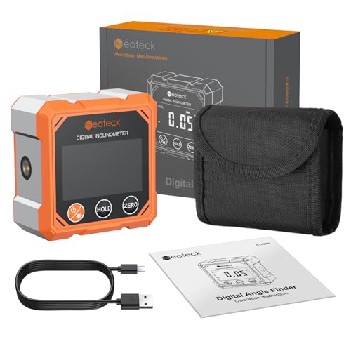 Neoteck 4-Side Magnetic Digital Angle Finder with Laser Class 2,<1mW Output