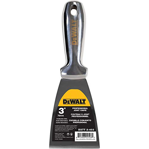 DEWALT 3" All Stainless Steel Joint Knife | One-Piece Premium Polished Metal Putty Blade | 2-403 - size: 3-Inch