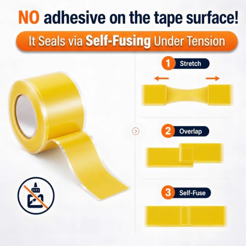 Self Fusing Silicone Tape 2 Rolls Emergency Plumbing Repair 1 In x 10 Ft - color: Yellow