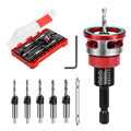Countersink Drill Bit Set with Depth Stop, 5 PCS TCT Cutters & HSS Bits