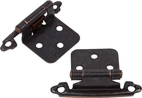 Decobasics Oil Rubbed Bronze Cabinet Hinges for Kitchen Cabinets (10 Pair -20 Pcs) -1/2" Overlay -Self Closing Cabinet Hinges Flush Mount w/Cupboard Silicon Bumpers & Upgraded Screws - color: Oil Rubbed Bronze, size: 20 Pack