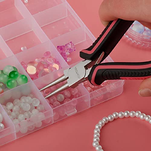 5-Inch Round Nose Pliers for Jewelry Making Wire Looping Plier Smooth Jaws Wire Bending Pliers Jewelry Making Tool Precision DIY Hand Tool for Wire Looping Wrapping, Pink Tool for Women - style: Round Nose Pliers