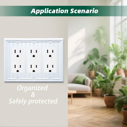 White Natural Material Triple Decorator Outlet Cover Wall Plate(1-Pack) - size: Triple Decorator