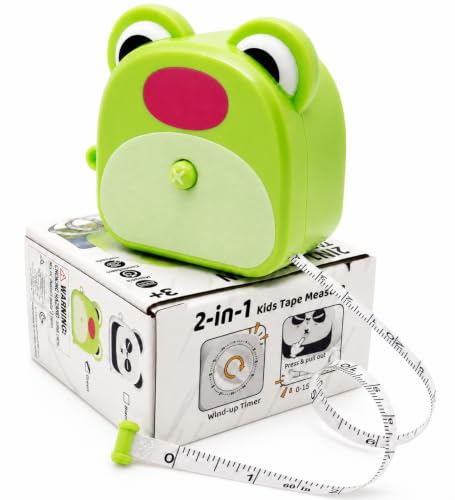 Kids Tape Measure with Countdown Timer, 2-in-1 Soft Retractable - color: Green