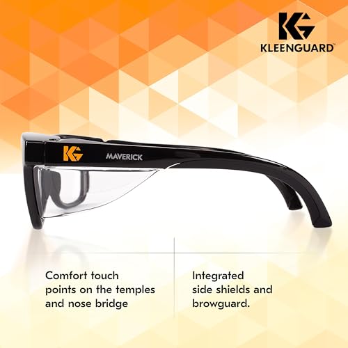 Kleenguard™ V30 Maverick™ Safety Glasses (56567), Clear Lenses with KleenVision™ Anti-Fog coating, Black Frame, Carrying Case, Eyewear for Men and Women - color: Black Frame/Clear Lenses