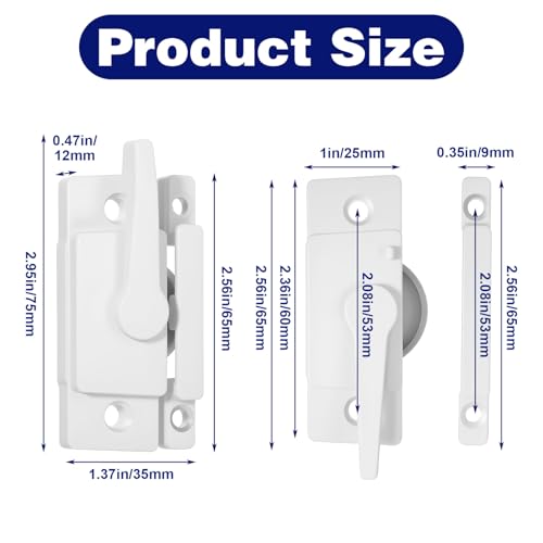 10 Pack Window Sash Locks, White Metal Cam Action with Keeper, Security Replacement for Sliding, Double Hung, Vertical and Horizontal Windows