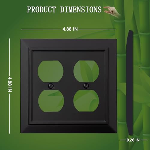 Classic Architecture Wall Plates,Light Switch covers, Electrical Outlet Covers, Duplex receptacle wall plates,Mid Size Bamboo Fiber Material Switch plates Matte Black (2 Gang Duplex 2PK) - style: 2 Gang Duplex 2PK