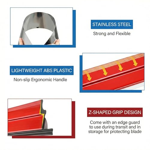 32 Inch Drywall Skimming Blade, Replaceable 0.50mm Stainless Steel Blade, Drywall Trowel for Gyprock, Drywall and Wall-Boardrd, Ergonomically Designed Grip - size: 32 inch