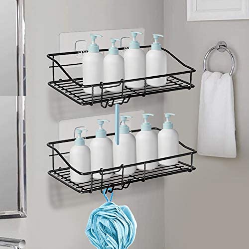 Nieifi Shower Caddy Adhesive, Shower Shelves, Shampoo Holder for Bathroom - color: Black, size: 2 Pack