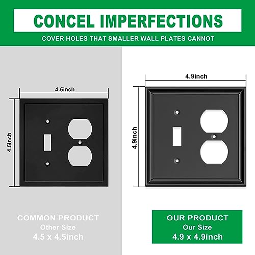 2 Pack Black Modern Decorative Toggle/Duplex Outlet Covers Wall Plate - size: 2 Gang Toggle/Duplex