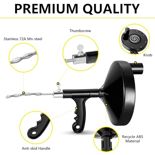 Drain Auger 25 Ft with Gloves, Heavy Duty Plumbing Snake Drain Clog Remover