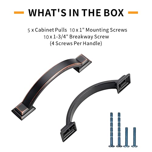 5 Pack 3 inch Cabinet Pulls Oil Rubbed Bronze Cabinet Handles Drawer Pulls for Kitchen Cabinet Cupboard - color: Oil Rubbed Bronze, size: 3 inch（76mm）, style: 5 Pack