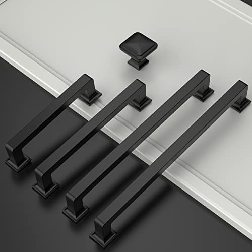 Amerdeco 10 Pack Matte Black Cabinet Pulls 3 Inch(76MM) Hole Centers Kitchen Cabinet Handles Cabinet Hardware Kitchen Handles for Cabinets Cupboard Handles Drawer Pulls ZH0019 - color: Matte Black, size: 3" Hole Center