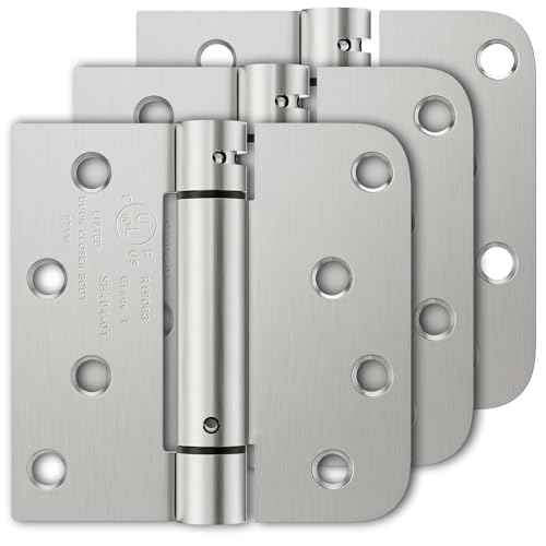 Luxbaro 3 Pack Spring Hinges Self Closing 4 Inch, Self Closing Door Hinges - color: Brushed Nickel-square&5/8'', size: 4" 3 Pack