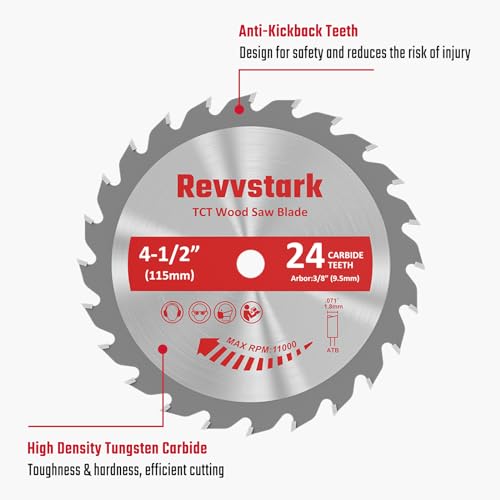 4 Pack 4 1/2 Inch 24T Circular Saw Blade for Various Wood Cutting - size: 4-1/2 In 3/8" Arbor 24T(4PCS)