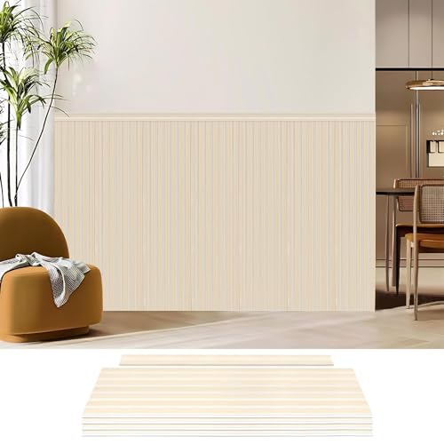 Art3d Beadboard Wainscoting Wall Panel Kit, 37.8 x 9.84 Inch, White Ash | 12-Piece Panels + 4 Edge Trims, 31 Sq.Ft. Coverage, Lightweight, Water-Resistant, Easy to Trim, for Living Room, Bedroom - color: White Ash