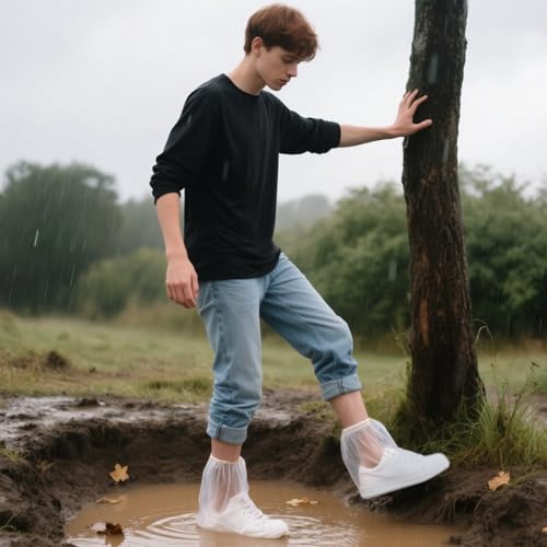 20Pcs Waterproof Shoe Covers for Rain,Non-Slip Disposable Rain Shoe Covers