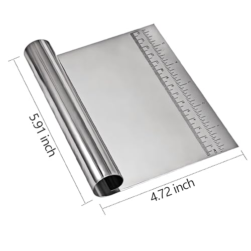 Dough Pastry Scraper Stainless Steel Bench Scraper with Measuring Scale Multipurpose for Butter, Cake, Onion, Vegetable, Pizza Cutter - Pastry Bread Separator