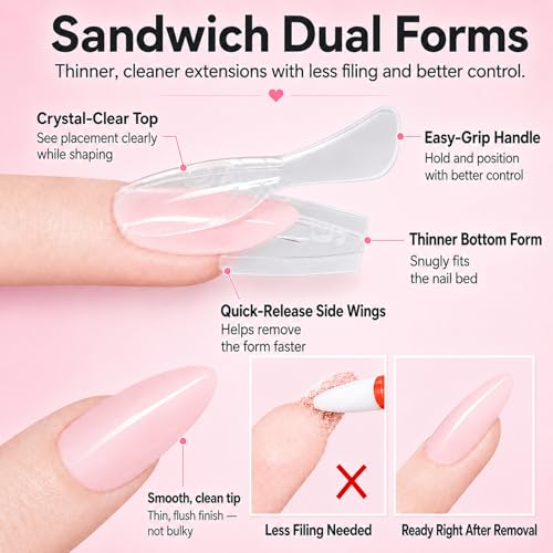 GlimightyX Poly Gel Nail Starter Kit with UV Light, Sandwich Dual Forms - color: 04- 3 Colors Complete Polyge Nail Starter Kit