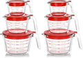 M MCIRCO 6 Pcs Glass Measuring Cups with Lids Set, 1-Cup, 2-Cup, 4-Cup Measuring Jugs with Handle, Nesting Liquid Measuring Cups for Kitchen (Pack of 2) - size: 1-Cup (Pack of 2)