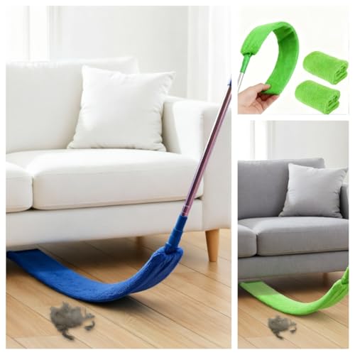 Retractable Gap Dust Cleaner Under Appliance Cleaning Tool, Flat Duster for Under Refrigerator Fridge Stove Couch Bed, Skinny Thin Duster for Tight Spaces (Blue) - color: Blue