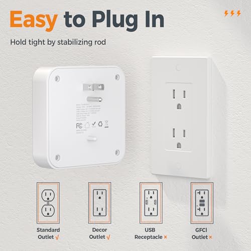 TESSAN Multi Plug Outlet Extender, Surge Protector Splitter | 3 USB (1 USB C Port) Wall Charger, Multiple Expander Surge Protector for Travel, Home, College Dorm Room, White - style: 1 USB C (White)
