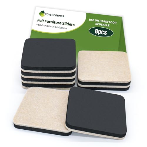Felt Furniture Sliders for Hardwood Floors 8 PCS, 3 1/2" Beige - size: 8 PCS 3 1/2'' Beige