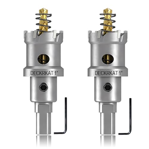 2-Pack 1" TCT Hole Saws for Hard Metal, Heavy Duty 25mm Tungsten Carbide Tipped Hole Cutters Set with Spring-Loaded Pilot Drill Bits for Stainless Steel, Metal, Iron, and Plastic - size: 1" (25mm)