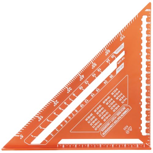 Klein Tools 93512SSQ Rafter Square, 12-Inch, Double Laser Etched Aluminum, Multi-Functional, Carpenter Measuring Layout Tool, Triangle Ruler for Woodworking - size: Rafter Square, 12-Inch
