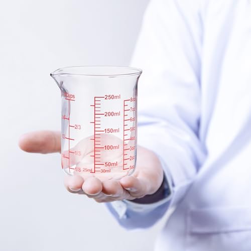 Ackers Borosilicate Glass Measuring Cup with Spout, 250 ml, 8 oz/1 Cup - size: 1Cup,250ML