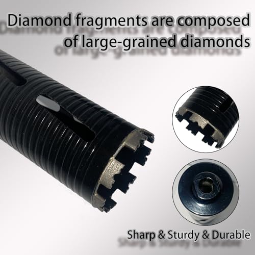 Core Drill Bits 3 inch Diameter 10in/254mm Drilling Depth Concrete Laser-Welded for Concrete with Rebar Brick Block Masonry Two 5/8-11" Thread Adapters (3 inch | 76mm) - size: 3 inch | 76mm