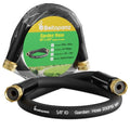 Short Garden Hose 3 ft x 5/8" Female to Female, Heavy Duty Small Water Hose Extender Connector, Leak-Free Connections Hybrid Rubber Leader Hose with 3/4" Double GHT Fittings, Black - size: 3ft Female to Female