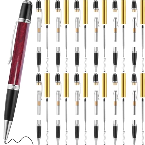 Colarr 12 Pack Woodturning Pen Kit Twist Ballpoint Pen Kit, Silver - color: Silver