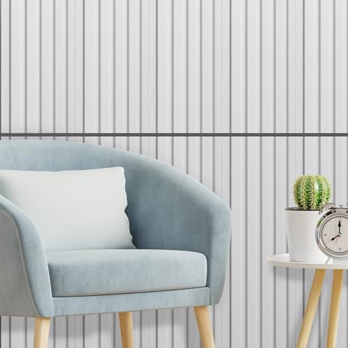 Art3d 48 x 6 in WPC Wood Slat Wall Panels, 3D Wall Accents, 16-Pack, White | Real Wood Grain, Durable, Water Resistant, Wear-Resistant, No Emission, Eco-Friendly, Easy to Care, for Living Room, Bedroom - color: White, size: 48" * 6"